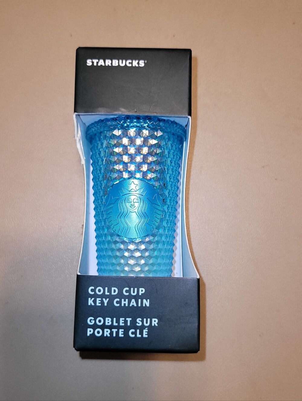 NIB - Starbucks Blue Studded Cold Cup Key Chain.